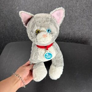 Build A Bear Promise Pets Gray Striped Tabby Cat Plush Odd Eyes Red Collar